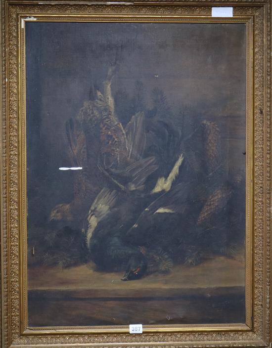 English School, 1900, oil on canvas, dead game birds 74 x 54cm.